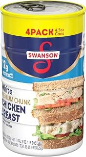 Swanson White Premium Chunk Canned Chicken in Water, 4 Count 2.4 Oz