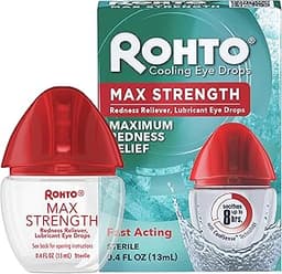 Rohto Max Strength Redness Reliever, Lubricant Eye Drops, Fast, Cooling Relief for Red, Dry, Itchy Eyes, Redness and ...