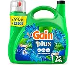 Gain Plus Liquid Laundry Detergent, Cleaner, Fresher, Now with Oxi, Waterfall Delight Scent, 99 fl oz, 75 Loads