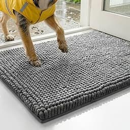 Deconovo Plush Waterproof Mats for Dogs, Absorbent Non-Slip Door Mat for Muddy Paws, 1.1" Thick Indoor Mat, Machine W...