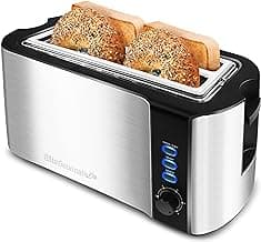 Elite Gourmet ECT-3100 4-Slice Long Slot Toaster | Extra Wide Slots for Bagels, Sourdough & Texas Toast | 6 Browning ...