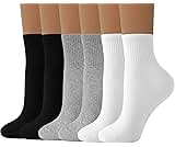 DIBAOLONG Womens Mini Crew Socks Casual Cute Soft Ankle Socks 6 Pairs, Size 5-10