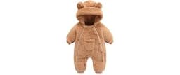 AiWMGL Newborn Baby Bear Outfit Suit Girls Boys Fleece Jumpsuit Romper Hooded Coat Winter Clothes Outwear Snowsuit