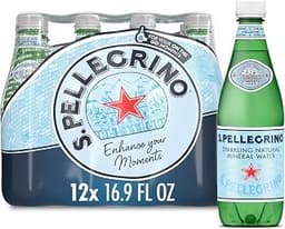 S.Pellegrino Sparkling Natural Mineral Water, Plastic Bottles, 16.9 Fl Oz (Pack of 12)
