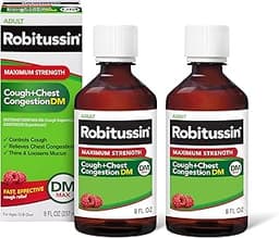 Robitussin Adult Maximum Strength Cough Plus Chest Congestion DM Max, Cough Suppressant and Expectorant, Raspberry Fl...