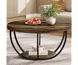 Tribesigns Round Coffee Table with Storage, 31.7" Living Room Table | 2-Tier Wooden Circle Center Table for Living Ro...