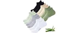 Niorasen Women's Bamboo Viscose Ankle Socks, 6 Pairs, Low Cut | Bamboo viscose and cotton blend with breathable mesh,...