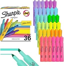 Sharpie Tank Highlighters, Chisel Tip, 12 Assorted Fashion Colors, Value Pack, 36 Count - For Studying, Note-Taking, ...