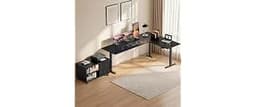 OffiGo 71" L Shaped Electric Standing Desk with Drawer & Cabinet Set, Black | Stand Up Desk with Mobile Drawer & File...