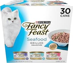 Purina Fancy Feast Grilled Wet Cat Food Seafood Collection in Wet Cat Food Variety Pack - (Pack of 30) 3 oz. Cans