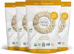 One Degree Organic Foods Sprouted Rolled Oats, USDA Organic, Non-GMO Gluten Free Oatmeal, 24 oz., 4 Pack