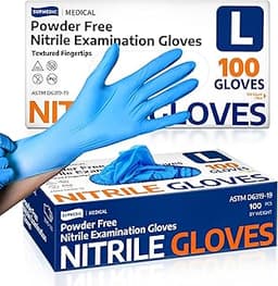 Medical Soft Max™ Nitrile Exam Gloves, 100 Count Latex-Free Powder-Free Non-Sterile Food Safe Disposable Glove, Blue