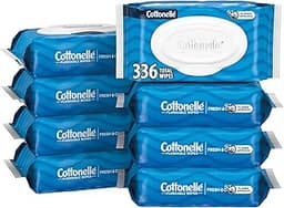 Cottonelle Fresh Feel Flushable Wet Wipes, Adult Wet Wipes, 8 Flip-Top Packs, 42 Wipes Per Pack (336 Total Wipes), Pa...