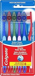 Colgate Extra Clean Toothbrush, Medium Toothbrush for Adults, 6 Pack