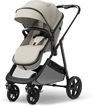 Mompush Wiz 2-in-1 Bassinet Stroller Reversible Seat, One-Hand Fold, Khaki