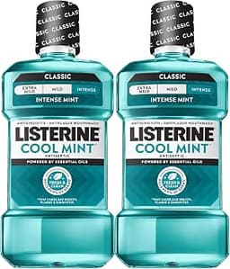 Listerine Cool Mint Antiseptic Mouthwash, Intense Mint, 33.8 fl. oz/1L x 2