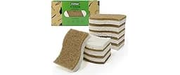 KICKLEEN 9 Pack Biodegradable Natural Kitchen Sponge - Compostable Cellulose and Coconut Walnut Scrubber Sponge - Eco...