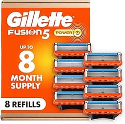 Gillette Fusion5 Power Razor Blades for Men, 5-Blade Razor Refills, 8 Count