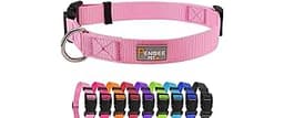 PENSEEPET Pink Dog Collar Basic Adjustable Dog Collars for Puppy Small Medium Large Dogs Girls with Breathable Quick ...