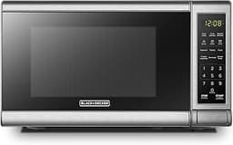 BLACK+DECKER EM720CB7 Digital Microwave Oven with Turntable Push-Button Door, Child Safety Lock, 700W, Stainless Stee...