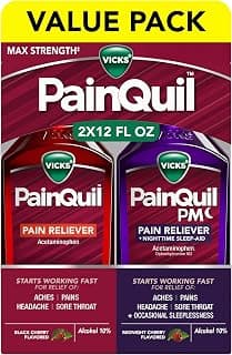 Vicks PainQuil & PainQuil PM Pain Relief Liquid, 1000mg Acetaminophen, 2x12 oz