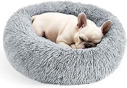 Hoewina Dog & Cat Bed for Indoor Cats, 20in Calming Donut Bed for Puppy and Kitten, Washable Round Fluffy Pet Bed for...