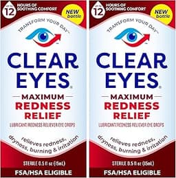 Clear Eyes | Maximum Redness Relief Eye Drops | 0.5 FL OZ (Pack of 2)