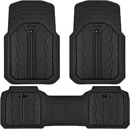 CAR PASS Heavy Rubber Car Floor Mats, Deep Waterproof Car Mats All Weather, Universal Trim-to Fit Automotive Floor Ma...