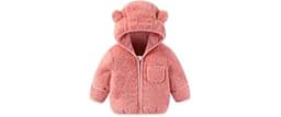AiWMGL Baby Infant Boys Girls Winter Coat with Fold-Over Mittens Fleece Outwear Jacket Warm Clothes Bear Hooded