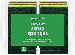 Amazon Basics Heavy Duty Scrub Sponges, Dual-Sided Design, Yellow/Green, 6-Pack, Packaging may vary