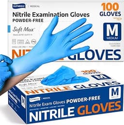 Supmedic Medical Soft Max Nitrile Exam Gloves Powder-Free Disposable 100 Ct