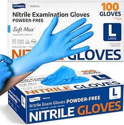 Supmedic Medical Soft Max Nitrile Exam Gloves Powder-Free Disposable 100 Ct