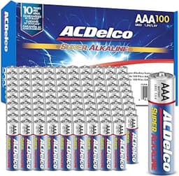 ACDelco AAA Batteries, Maximum Power Super Alkaline Battery, 10-Year Shelf Life, Recloseable Packaging, 100 Count