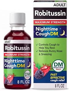 Robitussin Maximum Strength Nighttime Cough DM, Cough Medicine for Adults, Berry Flavor - 8 Fl Oz