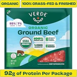 Verde Farms, Ground Beef 93% Lean/7% Fat, Organic, Grass-Fed, 1 lb