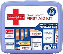 BAND-AID Brand Travel Ready Portable Emergency First Aid Kit for Minor Wound Care, Perfect for Home, Car, Travel, Cam...