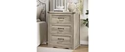 Xixini Tall Nightstand with 3 Drawers, 24" Wide Farmhouse Side Table, Grey | 30"H Wood Bedside Table, Smooth Slides, ...