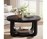 Tribesigns Round Coffee Table, 2-Tier Circle Coffee Table with Storage, Modern Wooden Accent Center Table for Living ...
