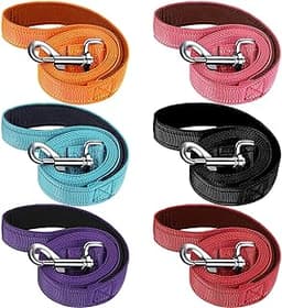 6 Pieces Dog Leash Bulk for Medium and Large Dog, Heavy Duty Nylon Pack Dogs Leashes Padded Handle Double Sided Refle...