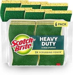 Scotch-Brite Heavy Duty Scrub Sponge, 6 Kitchen Sponges Designed for Tough Messes in the Kitchen that Last 3X Longer*...