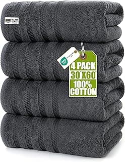 Utopia Towels 4 Pack Premium Extra Large Bath Towels Set, (30 x 60 Inches) 100% Ring Spun Cotton, Lightweight and Hig...
