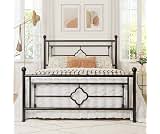 Allewie Queen Size Metal Platform Bed Frame, Victorian Headboard, Black | Heavy Duty Metal Slats Support, Mattress Fo...